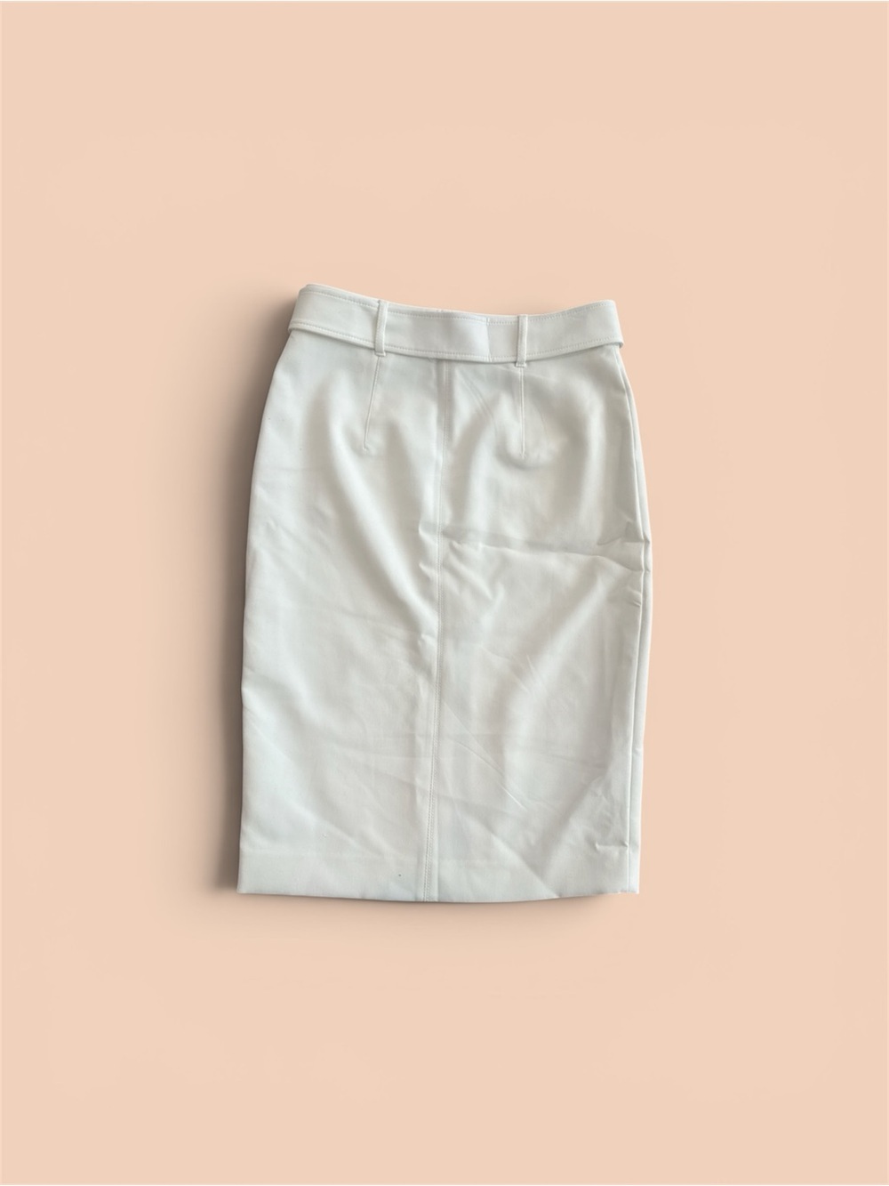 White House Black Market White Belted Pencil Skirt with Front Flap Pockets - Picture 5 of 5
